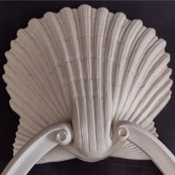 Vintage Set of Homco Home Interiors Clam Shell Hand Towel Rings Rack Nautical - Picture 3 of 7